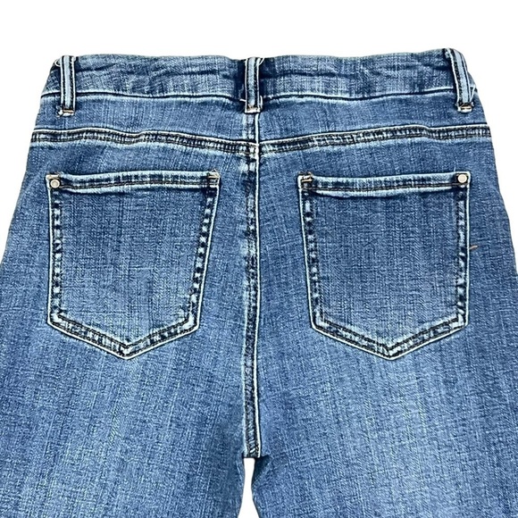 TRU Luxe Skinny Ankle Denim Blue Jean Medium Wash w Frayed Tiered Hem Size 6 - Picture 4 of 11